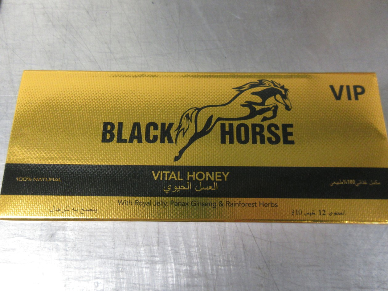 Billede af det ulovlige produkt: Black Horse Vital Honey VIP