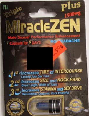 Billede af det ulovlige produkt: Triple Miracle Zen Plus 1500 mg