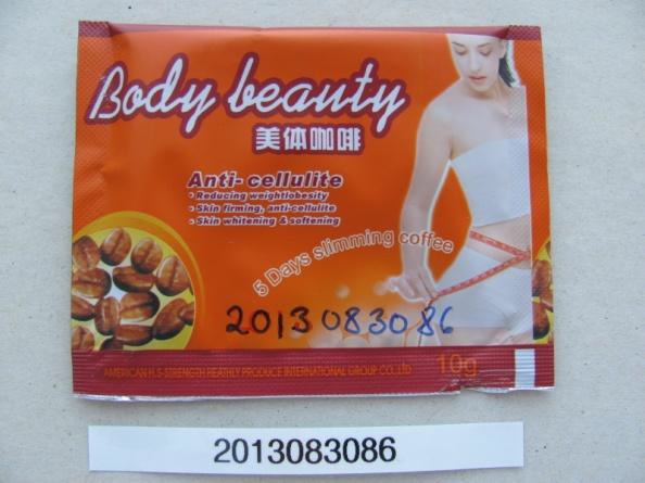 Billede af det ulovlige produkt: Body Beauty - 5 Days Slimming Coffee